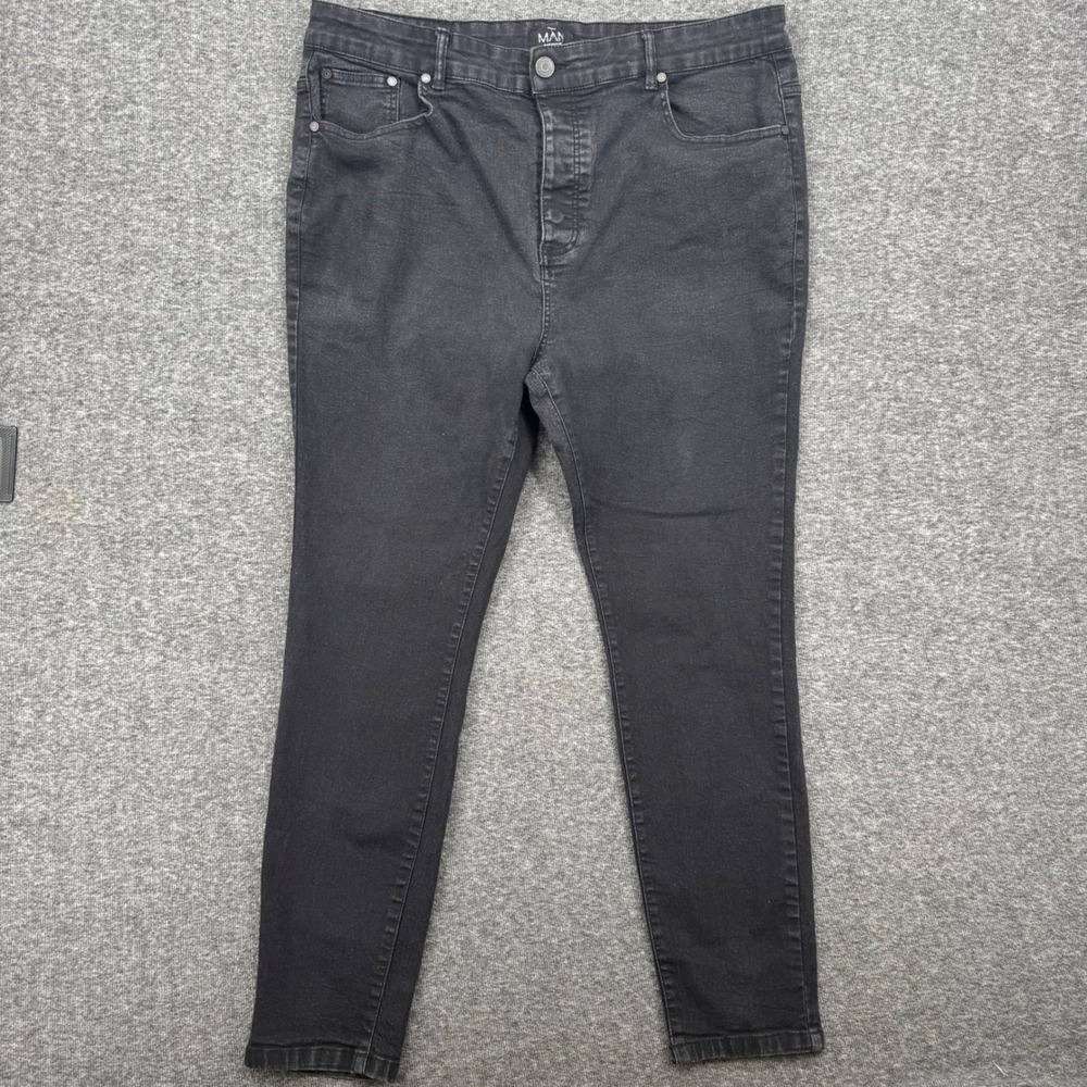 BoohooMAN Mens Skinny Jeans Black Button Fly Stretch Denim Size‎ 44 Regular